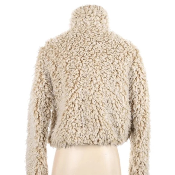 Anthropologie Beige Cropped Teddy Fleece Shearling Sherpa Coat - Picture 4 of 9